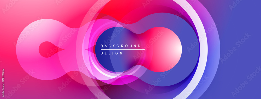 Poster abstract design features overlapping circles, gradient colors. pink, purple, blue hues create modern
