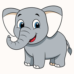 Little elephant in cartoon style