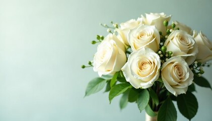 Elegant white roses bouquet, cascading greenery, floral, bridal