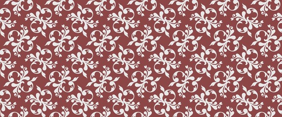damask-style print. The swirl and leaf shapes form a neat, bold look with high contrast, great for use in cloth, walls, or craft.