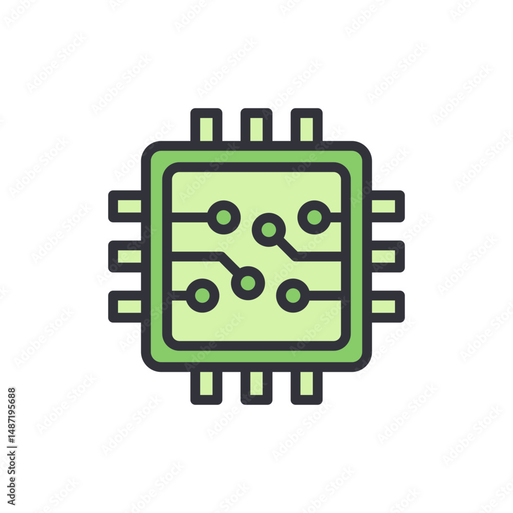 Aufkleber stylized microchip icon representing technology and circuitry design