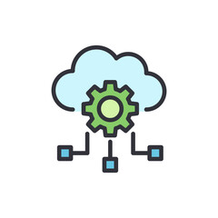 Cloud Computing Management With Cogwheel Setting Icon On Transparent