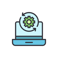 Computer Setting Configuration With Gear And Rotating Arrows Icon