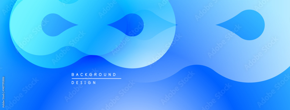 Leinwandbilder abstract blue background. smooth shapes overlap creating fluid design. gradient effect adds depth, m