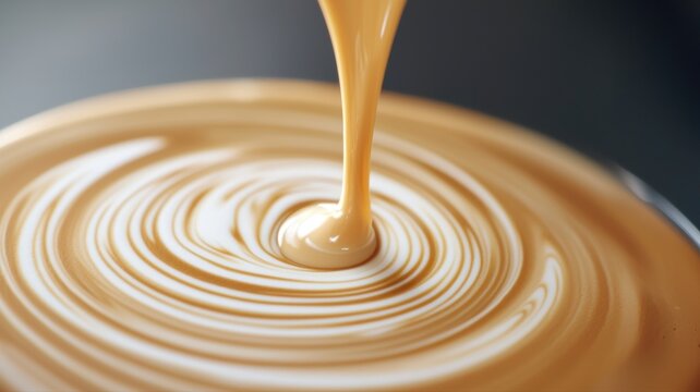Pouring Creamy Milk into Swirling Coffee Art coffee milk pouring art creamy latte espresso cream tea