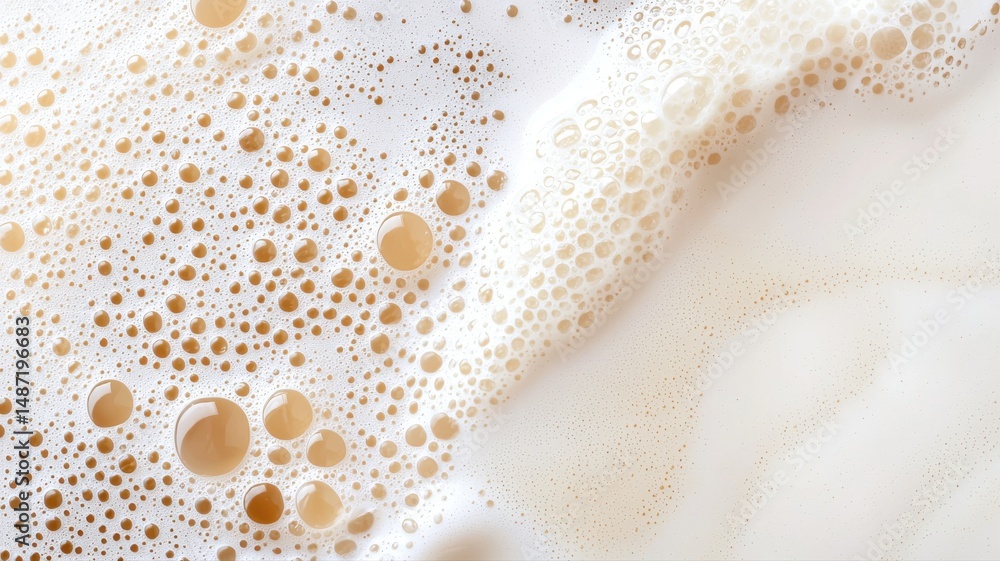 Aufkleber abstract beige and white foam background texture with golden bubbles foam bubbles texture abstract
