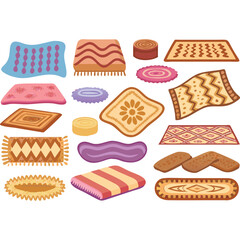 Collection of Colorful Rugs and Carpets with Various Patterns