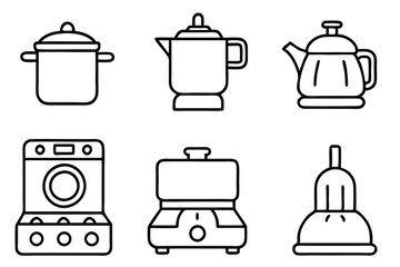 Electric stoves modern kitchen Line art