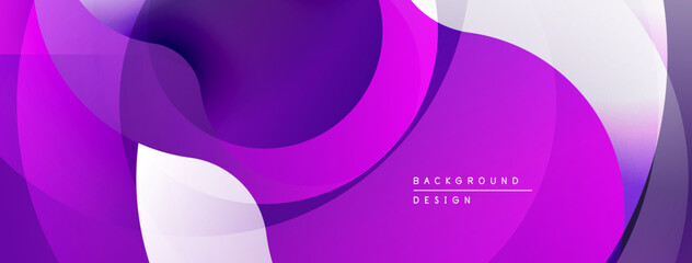 Abstract purple design. Overlapping shapes create fluid, modern aesthetic. Gradient colors offer visual depth, smooth transitions.