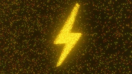 Shining Yellow Lightning Bolt Strike Symbol Energy Lights Sparkling - Abstract Background Texture