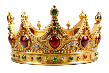 Golden royal king crown isolated on white background