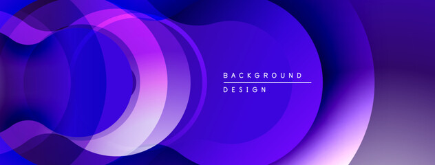 Abstract layers create flowing purple design. Gradient shades offer modern visual appeal, suitable for backgrounds.