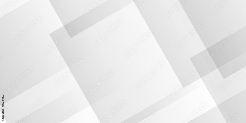 Fototapete Vector white and gray overlap triangle geometric technology pattern. minimal rectangle arranged white lines transparent web square background layers. overlap web presentation banner tech design.