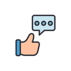 Thumb Up Hand Gesture With Speech Bubble For Online Communication