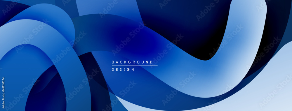 Aufkleber Abstract blue layers create flowing dynamic background. Smooth gradients, modern design, elegant composition. Minimalist aesthetic.