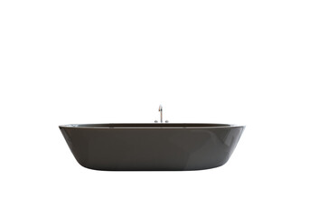 Contemporary black freestanding bathtub with chrome faucet, isolated style on white background. 3D Rendering for bathroom design concepts