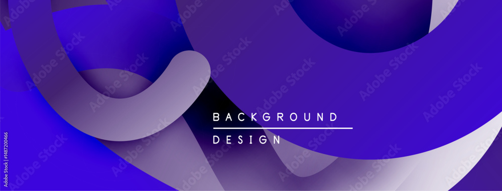 Poster abstract fluid shapes, vibrant purple hues, modern design. minimalist composition creates dynamic vi