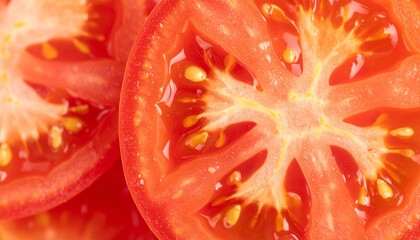 新鮮なトマトの断面のジューシーなテクスチャ 