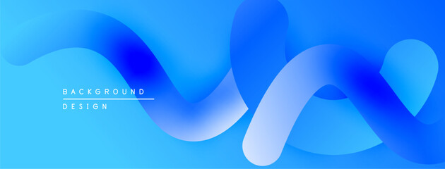 Abstract blue waves create dynamic background. Smooth gradients offer modern visual appeal, perfect for digital projects.