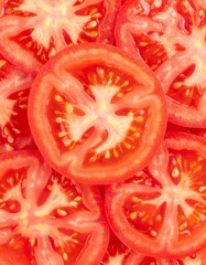 新鮮なトマトの断面のジューシーなテクスチャ 