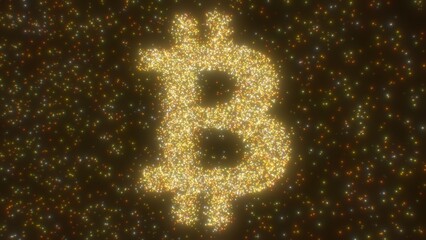 Sparkling Points Of Light Form Iconic Bitcoin Cryptocurrency Symbol - Abstract Background Texture