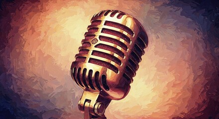 vintage microphone of an orange background