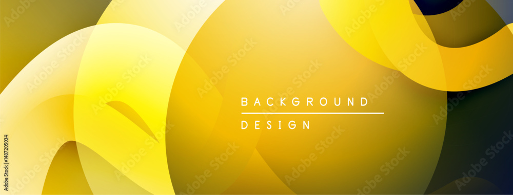 Fototapete Abstract yellow design. Overlapping shapes create dynamic composition. Gradient shades offer modern aesthetic. Minimalist style.
