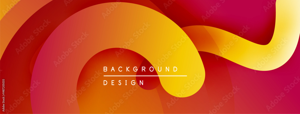 Aufkleber Abstract flowing shapes, warm color gradients. Red, orange, yellow hues create dynamic visual texture. Modern design element.