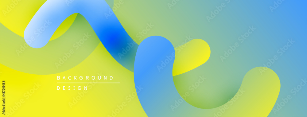 Poster abstract fluid shapes, vibrant colors blend. yellow, blue, green gradients create modern design. smo