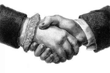 Vintage illustration of a handshake with detailed textures