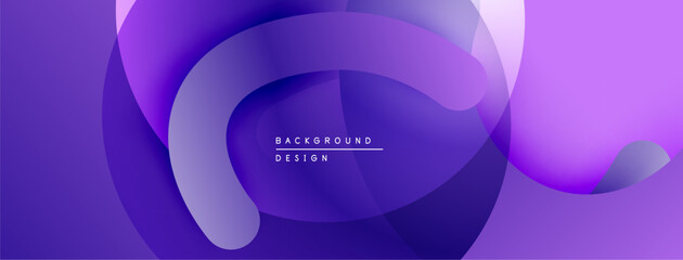 Abstract purple layers create flowing shapes. Modern design features gradient hues, smooth transitions, dynamic composition. Background text reads background design.