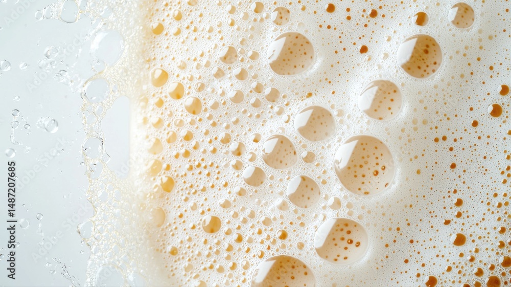 Poster macro texture of beer foam and bubbles foam bubbles macro texture froth close-up background abstract