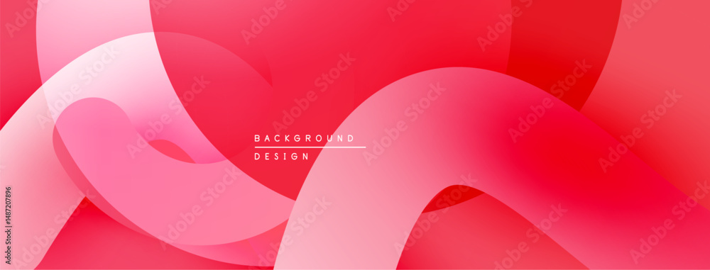 Poster Abstract red design. Smooth curves overlap creating dynamic visual effect. Modern background suitable for various projects.