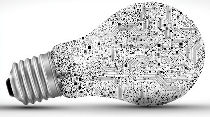 Fototapeta premium Innovative light bulb design with circuit patterns. Business concept in minimal