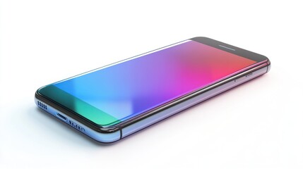 Modern wireless smartphone with a black screen isolated on a clean white background, showcasing sleek digital communication technology