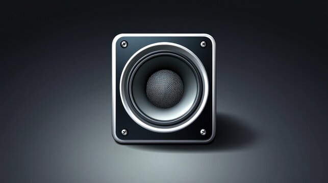 A black audio speaker system with powerful bass technology delivers loud music and sound for entertainment