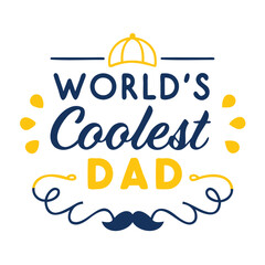 World's Coolest Dad Modern Typography with Mustache and Crown