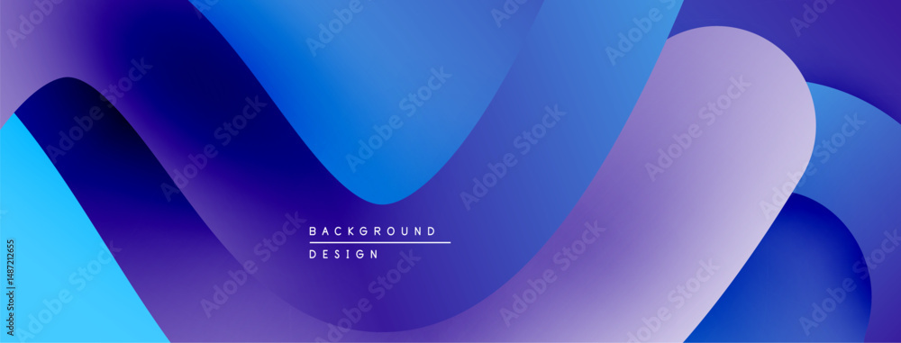 Aufkleber Abstract gradient waves, vibrant blues, purples create modern background. Minimalist design, smooth transitions, dynamic composition.