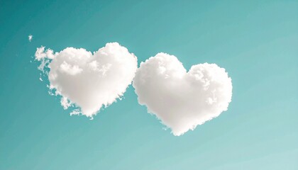 Heart-shaped clouds floating in the sky create a romantic atmosphere