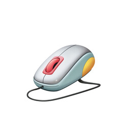 Colorful Cartoon Computer Mouse Design with Stylized Features and Vibrant Colors for Digital Art and Technology Themes