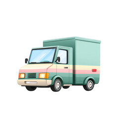 Cartoon Delivery Truck with Minimalistic Design, Colorful Accent, Ideal for Transport, Logistics, or Delivery-Themed Projects in Modern Graphics Style