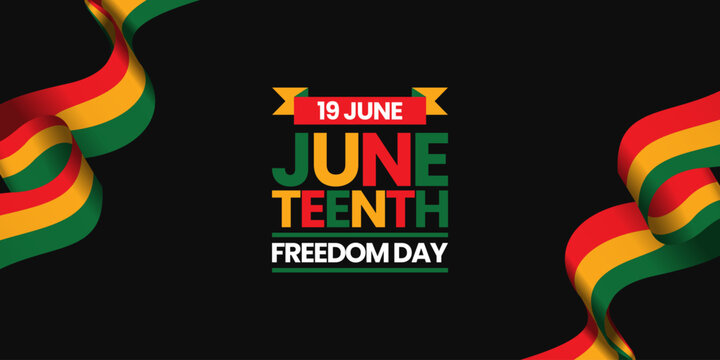 Juneteenth Freedom Day Celebrate Black Freedom waving ribbon flag banner background template