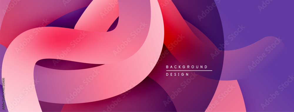 Poster abstract fluid shapes blend, creating vibrant gradient background. smooth curves, modern design, ric
