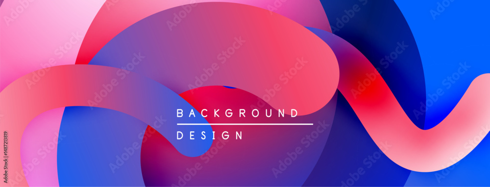 Leinwandbilder Abstract fluid shapes blend vibrant pinks, blues, purples. Modern design features text background, design. Smooth gradients create dynamic composition.