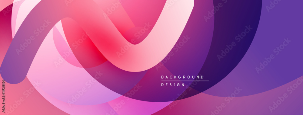 Poster Abstract flowing shapes, vibrant pinks, purples create dynamic background. Smooth gradients suggest movement, modern design aesthetic.