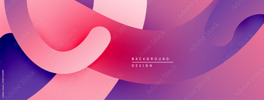 Poster Abstract fluid shapes, vibrant pinks, purples create modern background. Smooth gradients, overlapping layers offer dynamic visual effect.