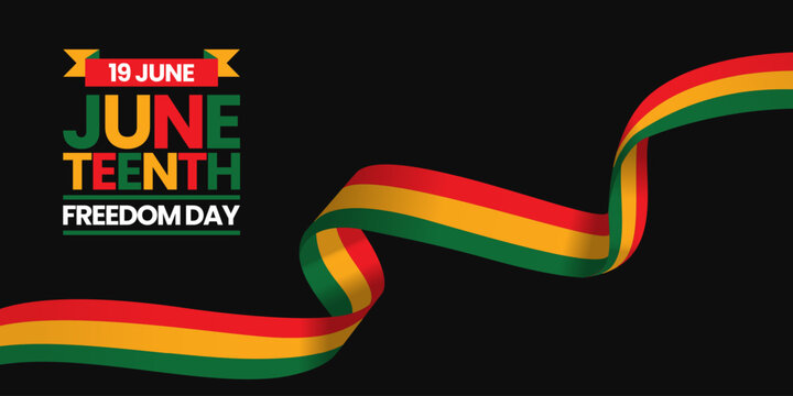 Juneteenth Freedom Day Celebrate Black Freedom waving ribbon flag banner background template