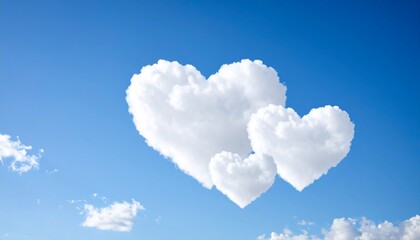 Heart-shaped clouds floating in the sky create a romantic atmosphere