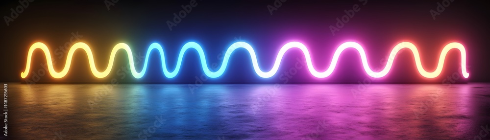 Aufkleber multicolored neon lights create flowing wave patterns.