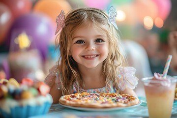 Young girls sparkly birthday feast